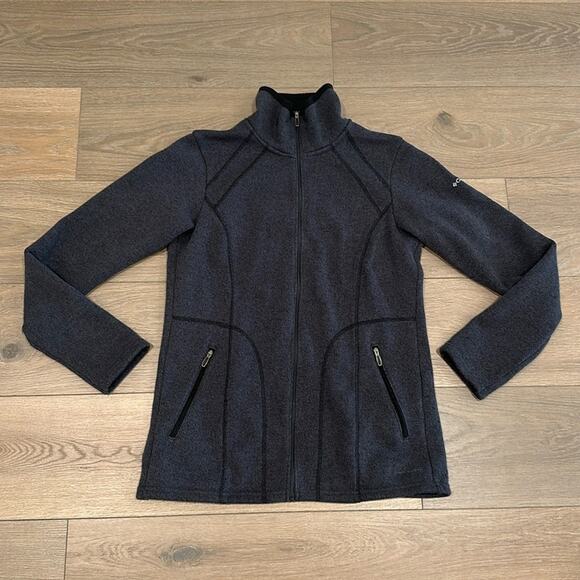 COLUMBIA Dark Heathered Gray Titanium Fleece Full Zip-Up Jacket Size Medium - Picture 1 of 11